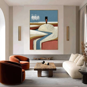 THE SILENT JOURNEY: Textured Wabi Sabi Abstract Landscape Painting