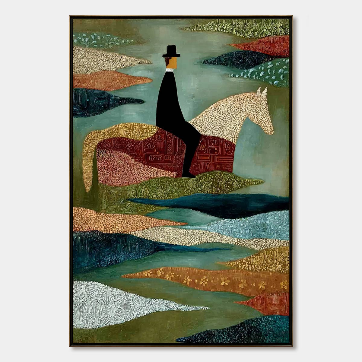 THE SOJOURNER: Textured Figurative Painting of a Rider on Horseback