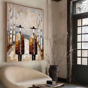 THE SOJOURNERS: Textured Palette Knife Painting of Figures in a Landscape