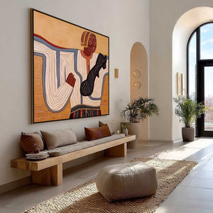 THE STORYTELLER: Abstract Figurative Portrait Painting with Earth Tones