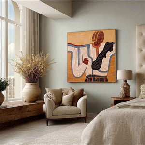 THE STORYTELLER: Abstract Figurative Portrait Painting with Earth Tones
