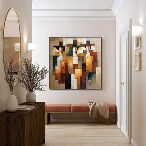 THE TRIAD: Heavily Textured Abstract Figurative Impasto Painting