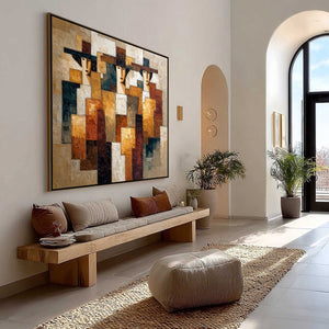 THE TRIAD: Heavily Textured Abstract Figurative Impasto Painting