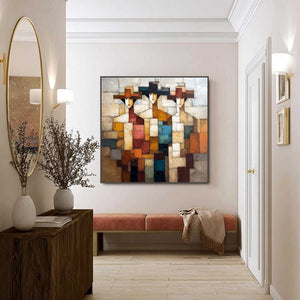 THE TRIAD: Textured Abstract Figurative Oil Painting