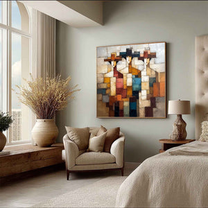 THE TRIAD: Textured Abstract Figurative Oil Painting