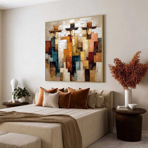 THE TRIAD: Textured Figurative Abstract Painting of Three Figures