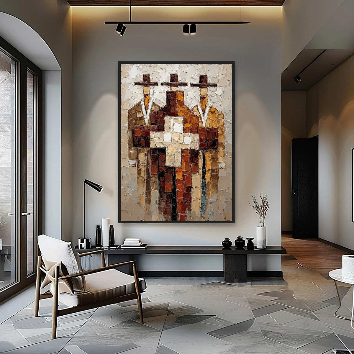 THE TRIAD: Textured Impasto Painting of Abstract Figures