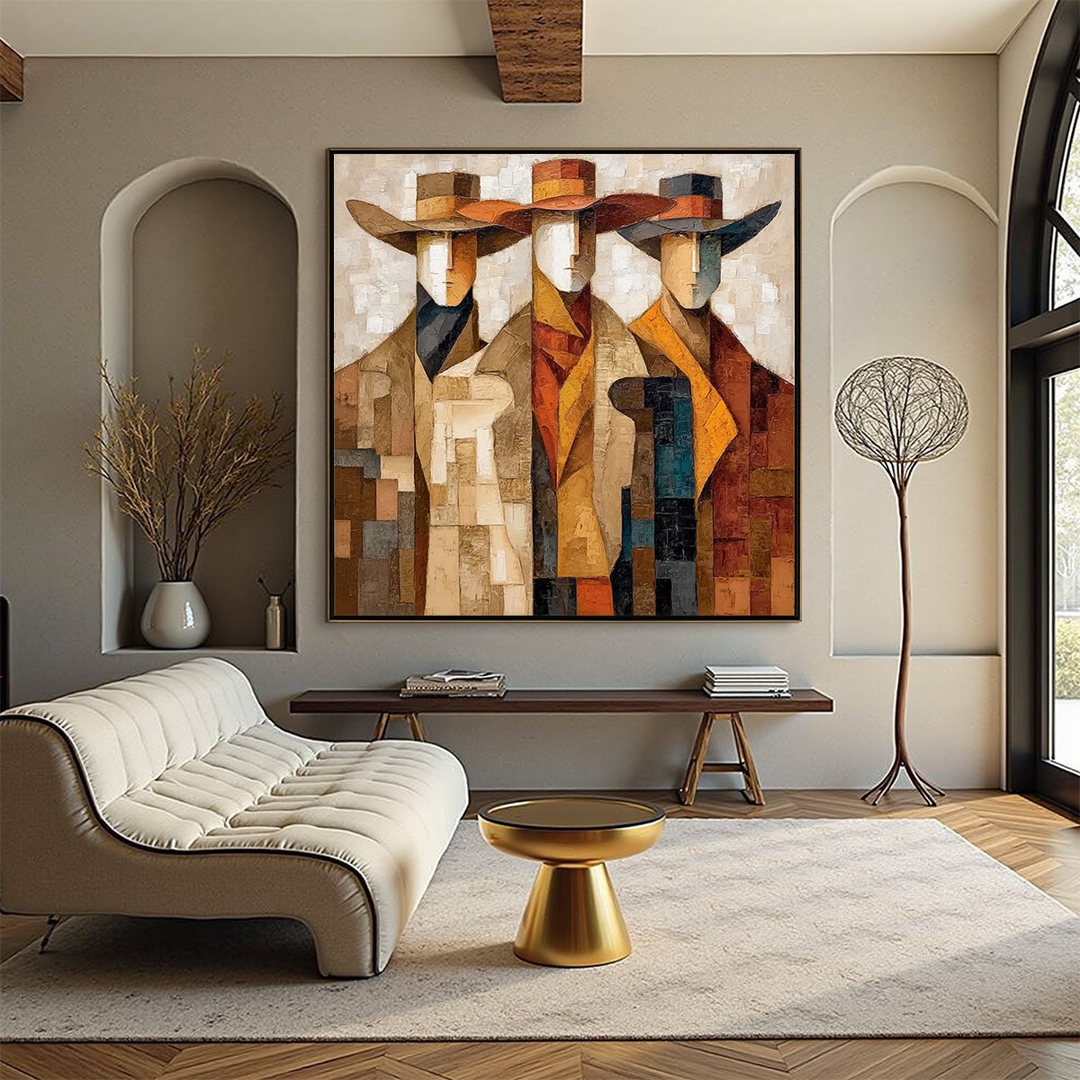 THE UNISON: Abstract Textured Figurative Painting of Three Men