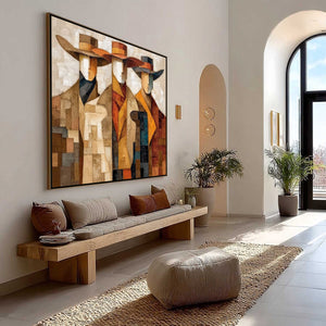 THE UNISON: Abstract Textured Figurative Painting of Three Men