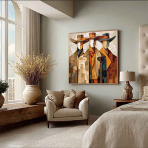 THE UNISON: Abstract Textured Figurative Painting of Three Men