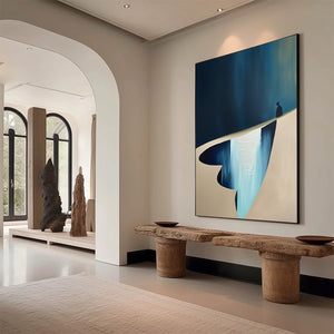 THE VERGE: Minimalist Abstract Painting of a Figure and Chasm