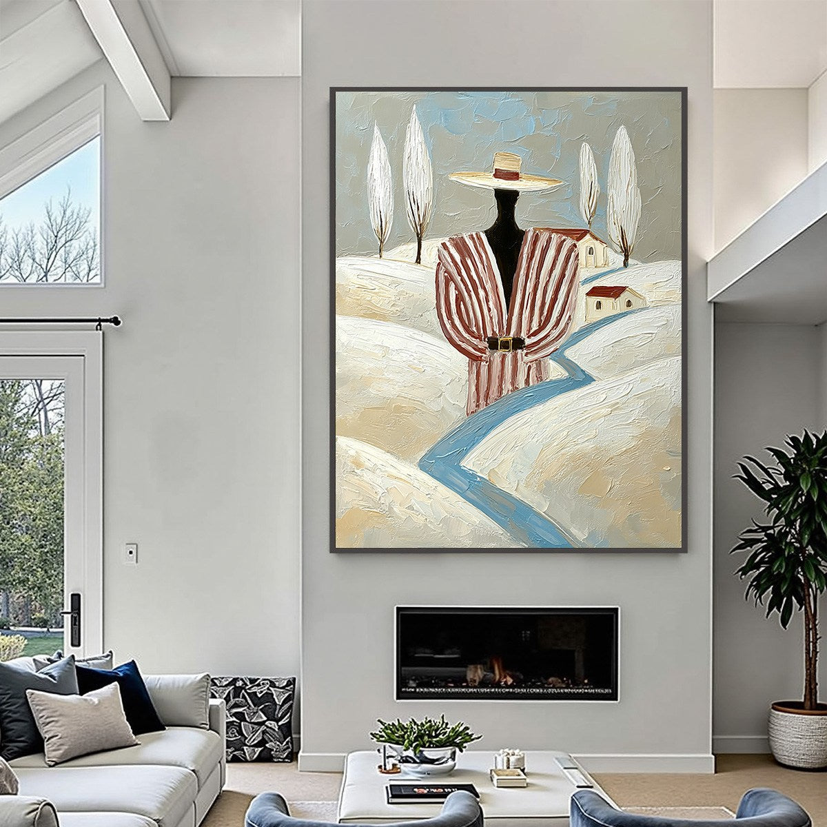 THE WANDERER'S PATH: Textured Figurative Landscape Painting