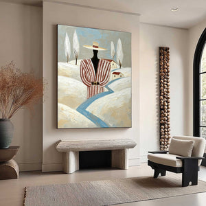 THE WANDERER'S PATH: Textured Figurative Landscape Painting