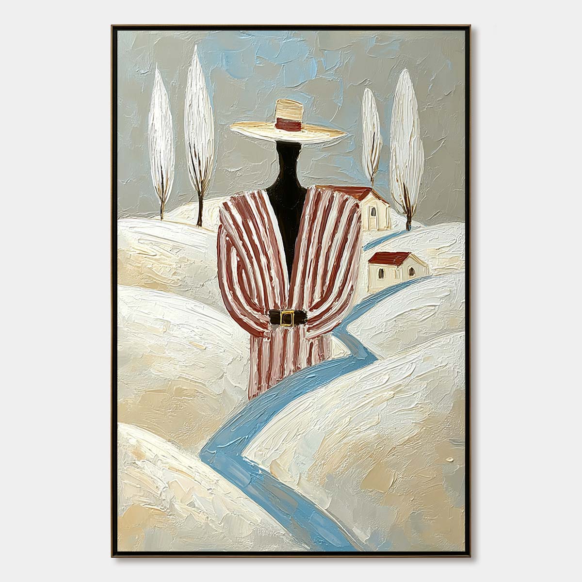 THE WANDERER'S PATH: Textured Figurative Landscape Painting