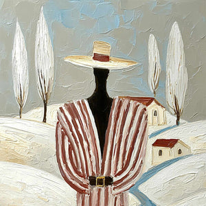 THE WANDERER'S PATH: Textured Figurative Landscape Painting