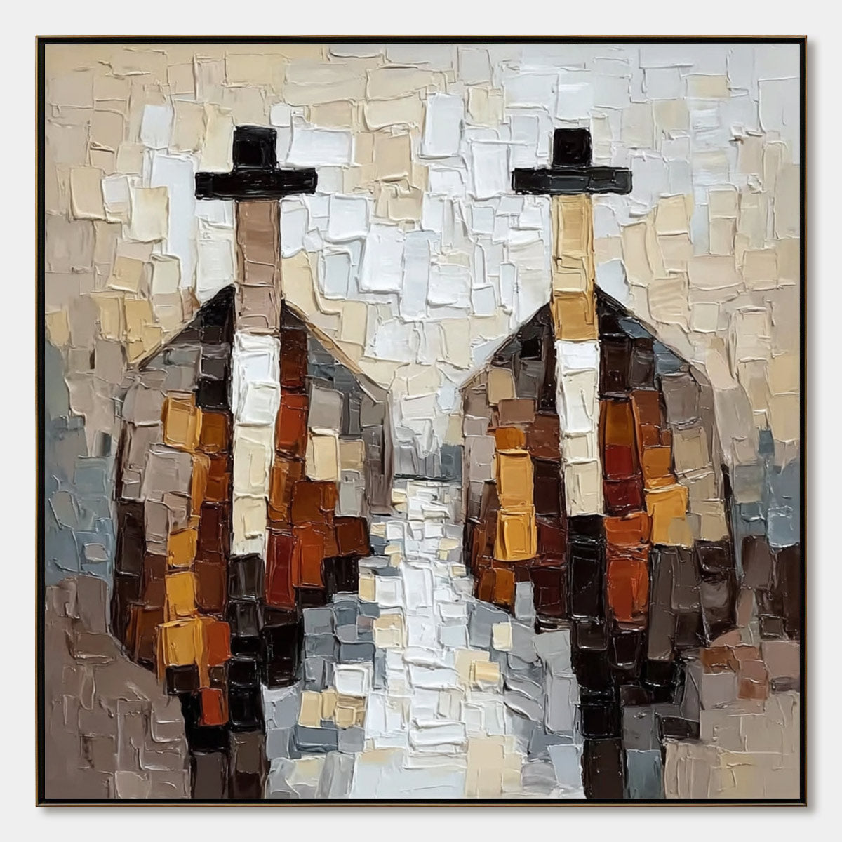 THE GENTLEMEN'S ACCORD: Textured Abstract Painting of Three Figures