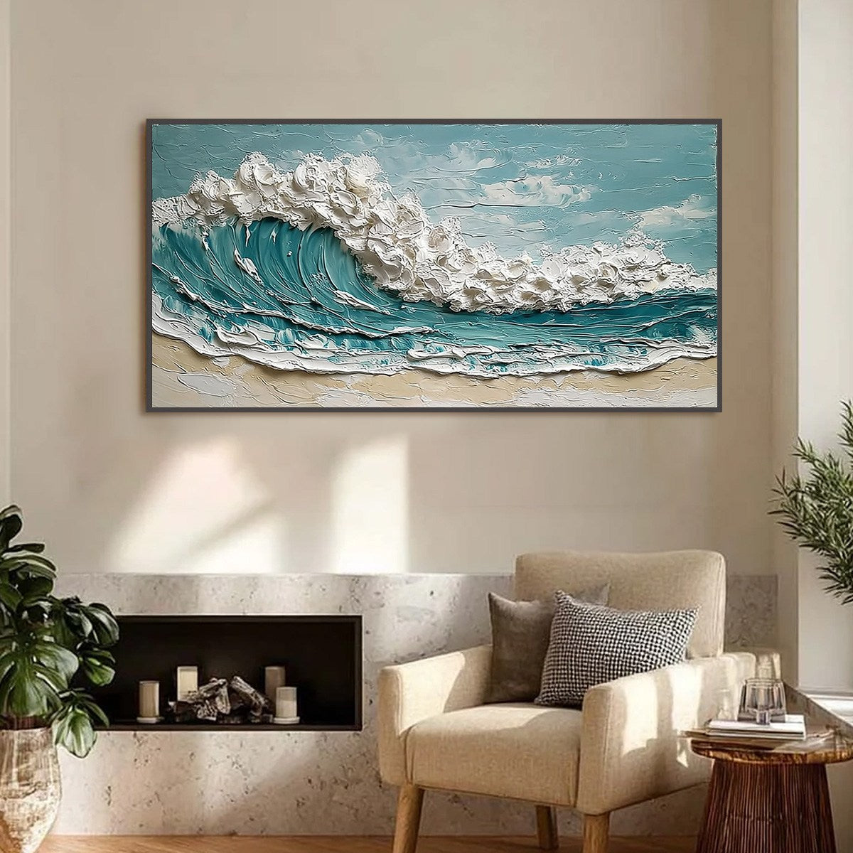 TIDAL CREST: Textured Impasto Ocean Wave Painting