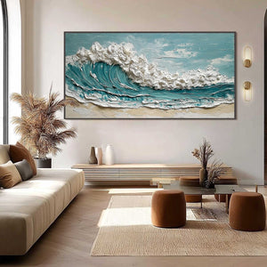 TIDAL CREST: Textured Impasto Ocean Wave Painting