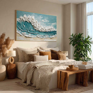 TIDAL CREST: Textured Impasto Ocean Wave Painting