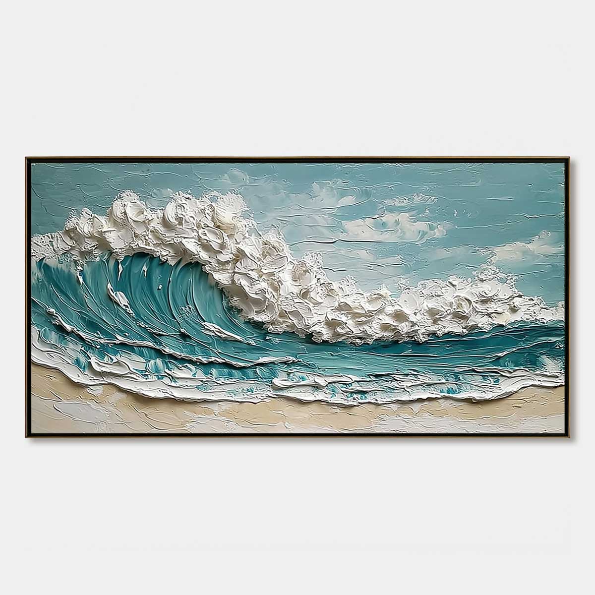 TIDAL CREST: Textured Impasto Ocean Wave Painting