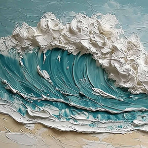 TIDAL CREST: Textured Impasto Ocean Wave Painting
