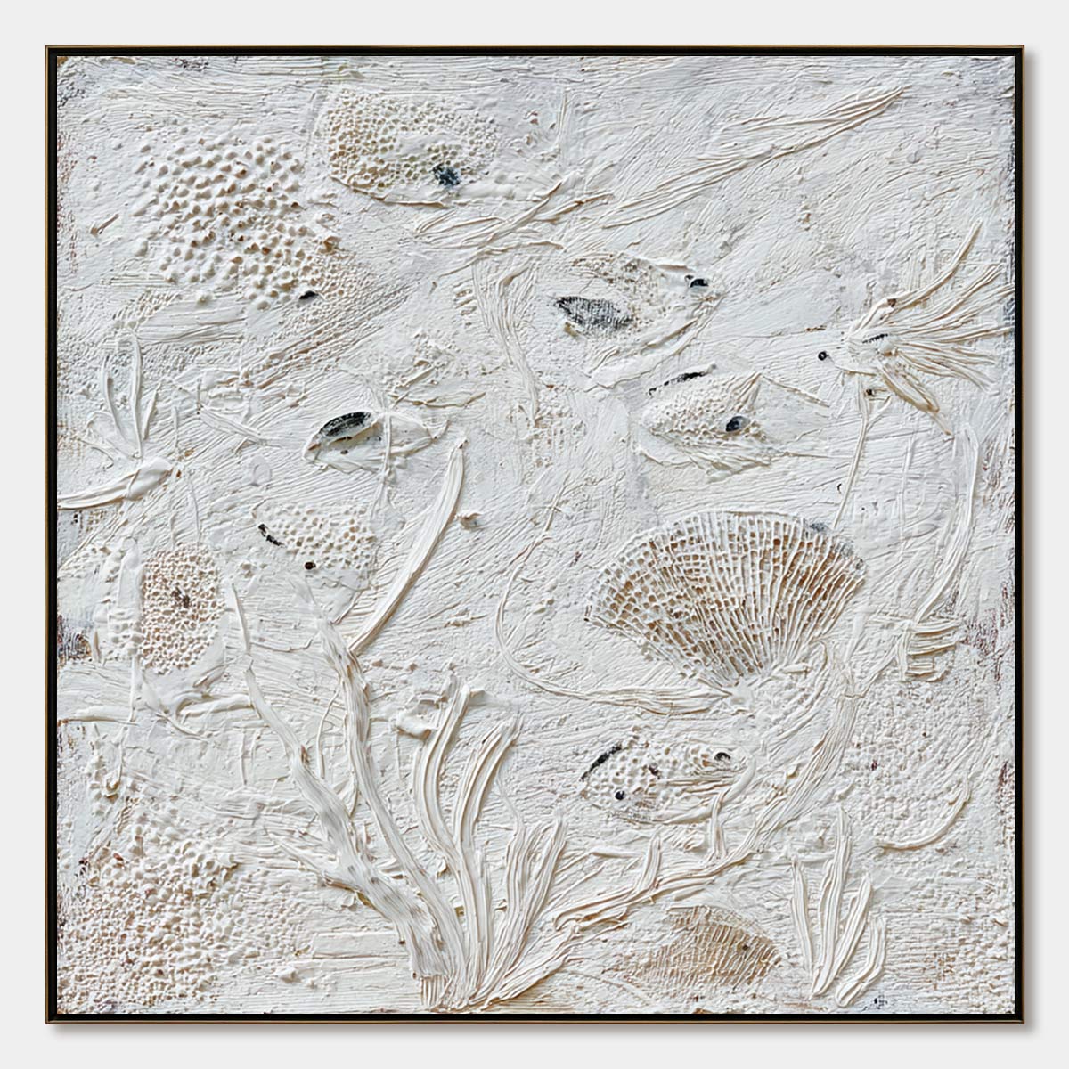 アート作品[WHITE BURIAL 1] Tidal Relics White Textured Wabi Sabi Abstract Ocean Art – MontCarta