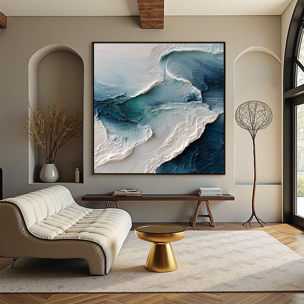 TIDAL RHYTHM: Wabi Sabi Textured Abstract Ocean Wave Painting
