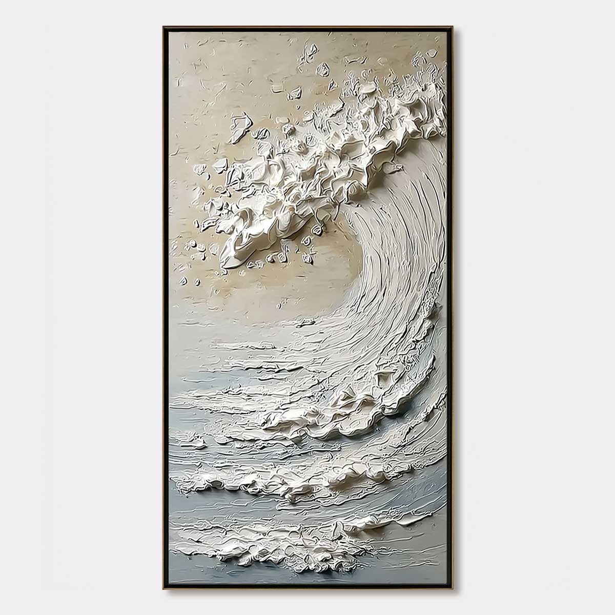 TIDAL SERENITY: Textured Wabi Sabi Ocean Wave Painting
