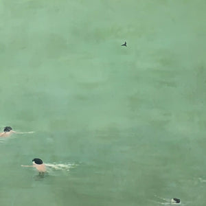 TIDAL GLIDE: Minimalist Swimmer Sports Oil Painting