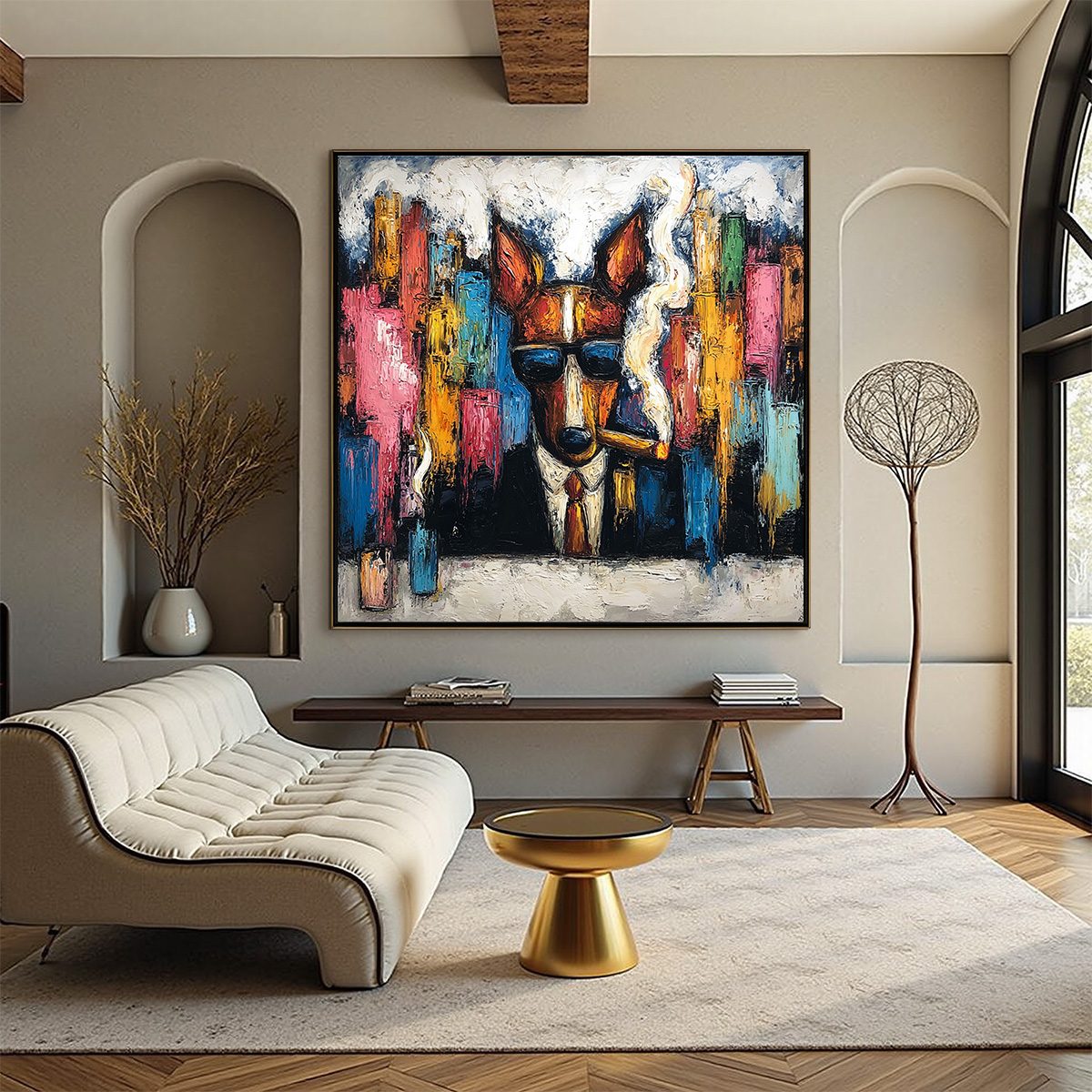 TOP DOG: Textured Impasto Painting of a Dog in the City