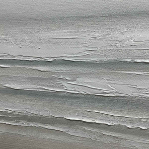 TRANQUIL COAST: Minimalist Coastal Landscape Painting in Neutral Tones
