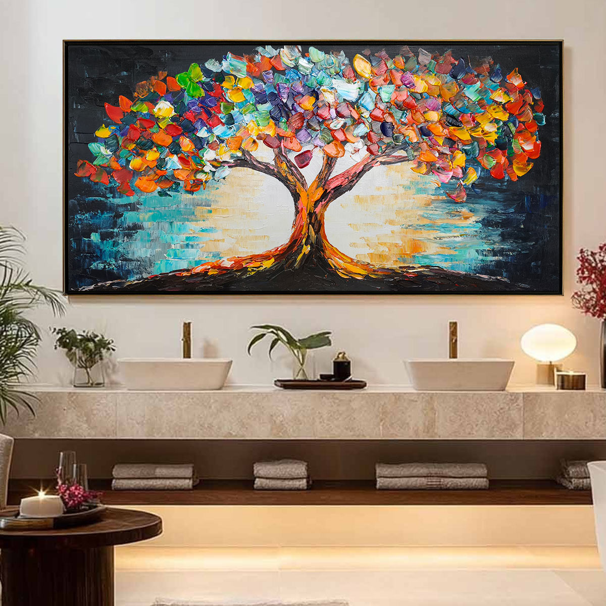 Tree of Life: Original Textured Impasto Colorful Tree Oil Painting