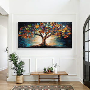 Tree of Life: Original Textured Impasto Colorful Tree Oil Painting - Nature Inspired Wall Art