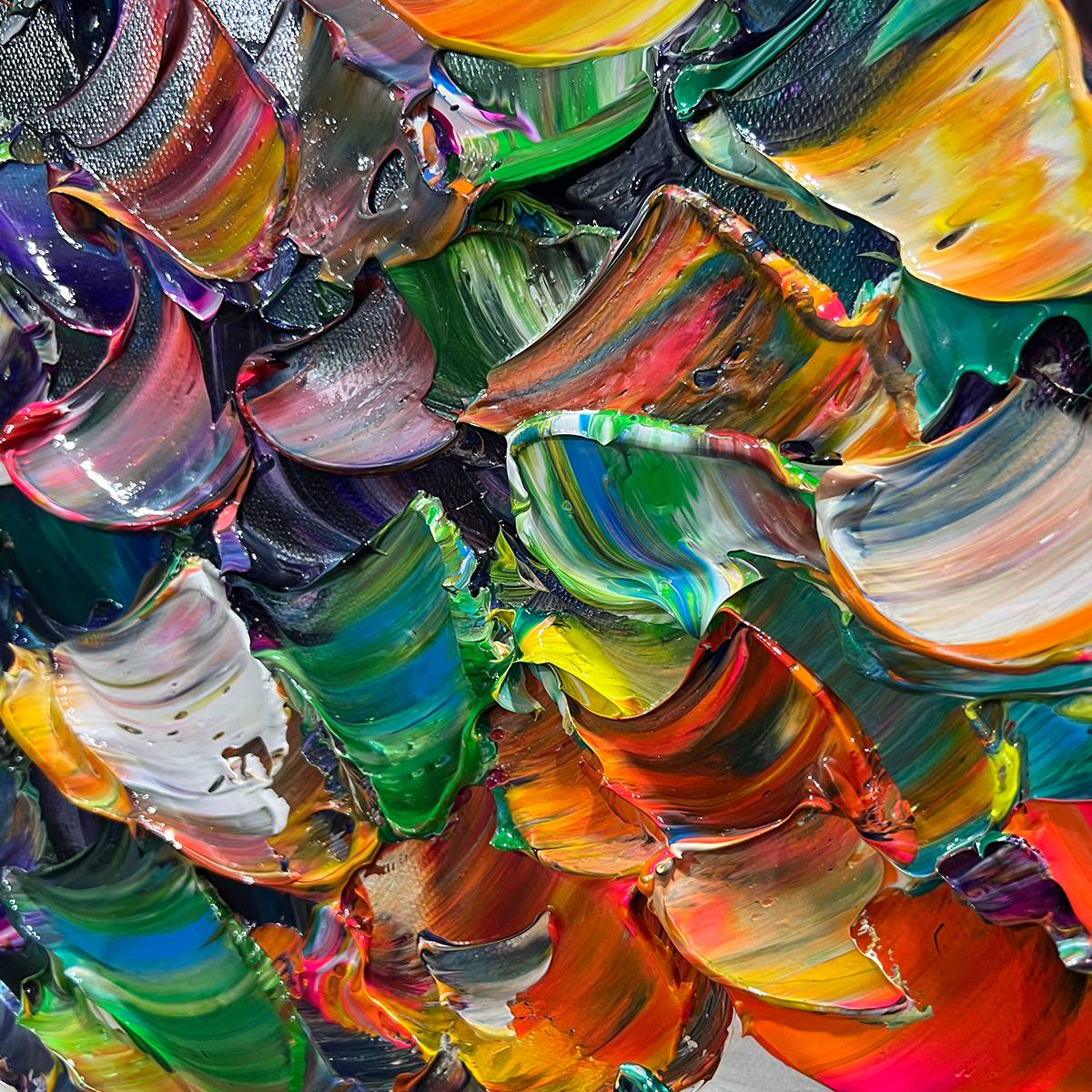 TREE OF LIFE: Textured Impasto Colorful Tree Oil Painting