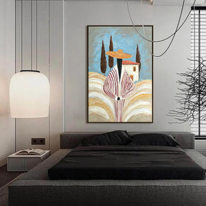 TUSCAN REVERIE: Textured Impasto Painting of a Figure in a Tuscan Landscape