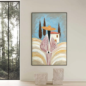 TUSCAN REVERIE: Textured Impasto Painting of a Figure in a Tuscan Landscape