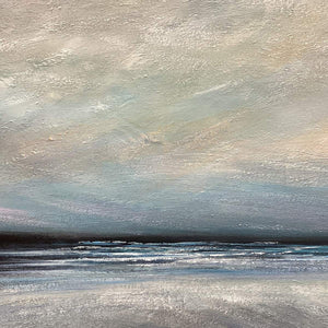 TWILIGHT COAST: Panoramic Coastal Landscape Painting, Horizontal Wall Art