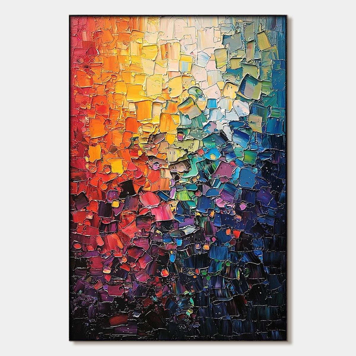 Color Symphony: Original Textured Abstract Impasto Oil Painting - Vibrant Modern Wall Art