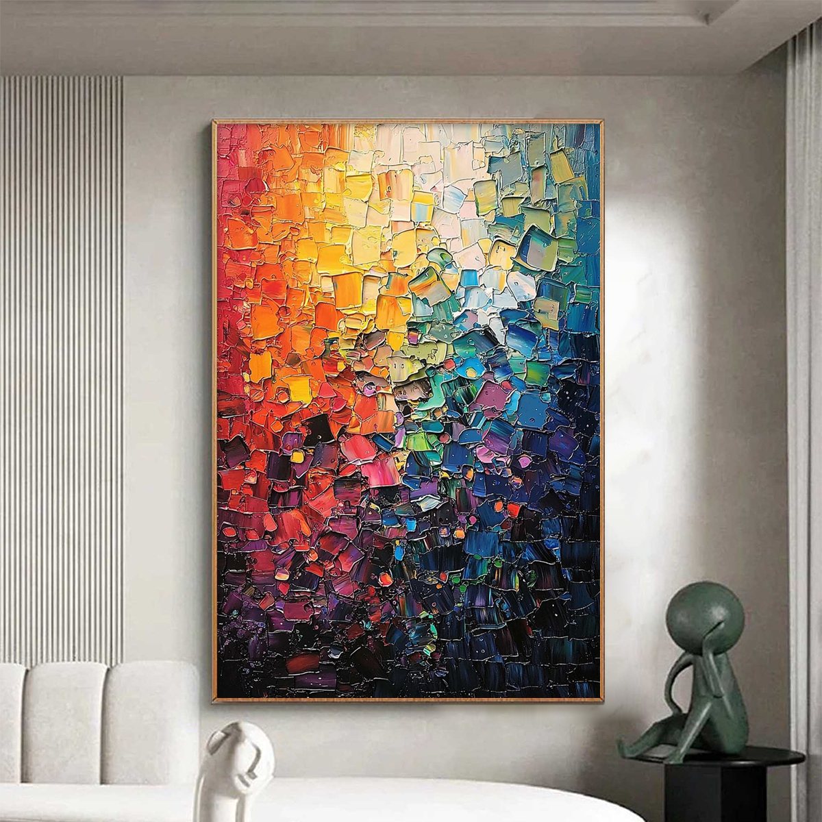 Color Symphony: Original Textured Abstract Impasto Oil Painting - Vibrant Modern Wall Art