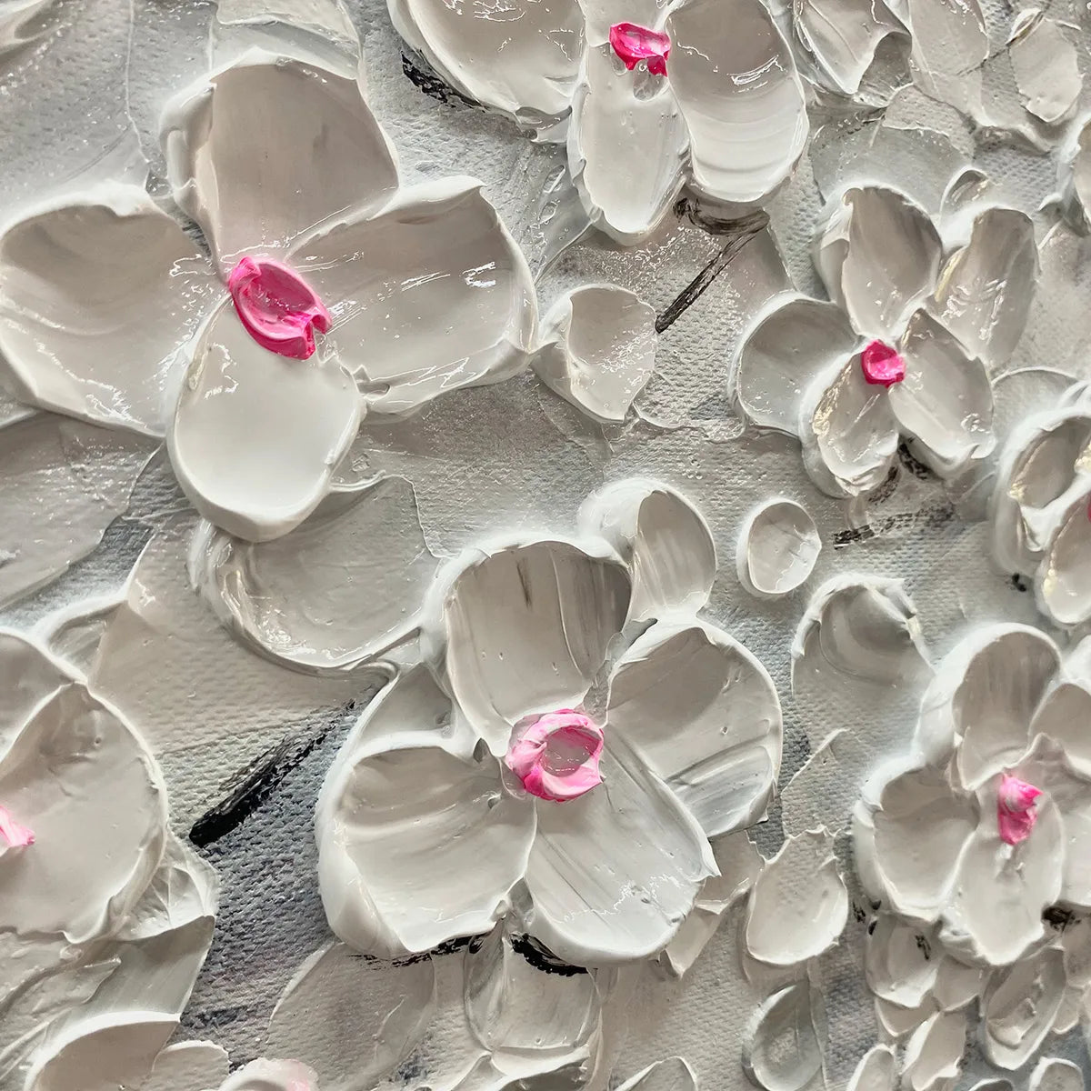 BLOSSOM DREAM: Textured Blossom Tree Painting in White and Gold