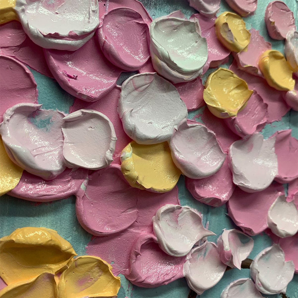 ROSEWOOD DAWN: Textured Floral Landscape Oil Painting in Pink