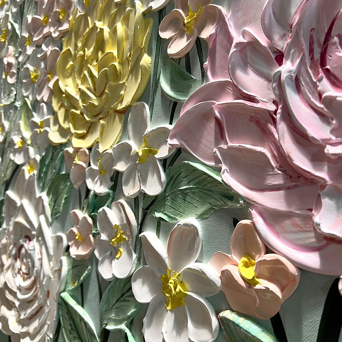 GARDEN RHAPSODY: Textured Floral Oil Painting