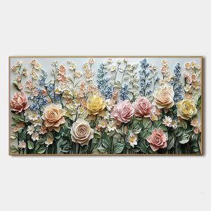 Garden Rhapsody: Original Textured Floral Oil Painting - Colorful Flower Wall Art