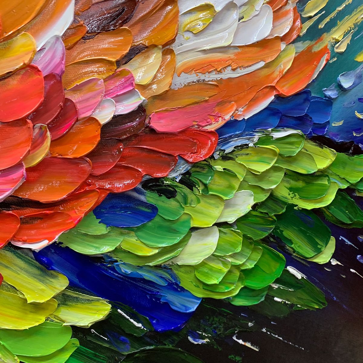 COSMIC BURST: Textured Impasto Abstract Oil Painting