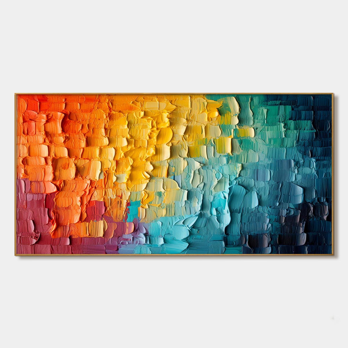 Chromatic Flow: Original Impasto Abstract Oil Painting - Textured