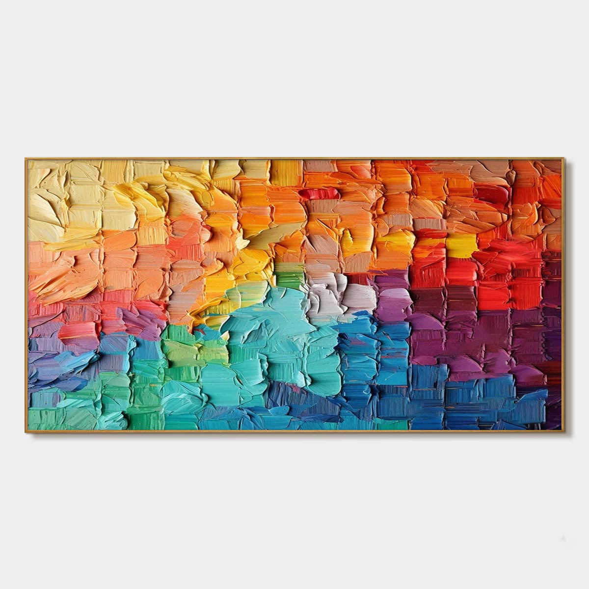 Rainbow Harmony: Original Impasto Abstract Oil Painting - Colorful Textured Wall Art