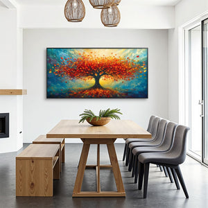 Autumn Fire: Original Textured Landscape Oil Painting - Fall Tree Wall Art