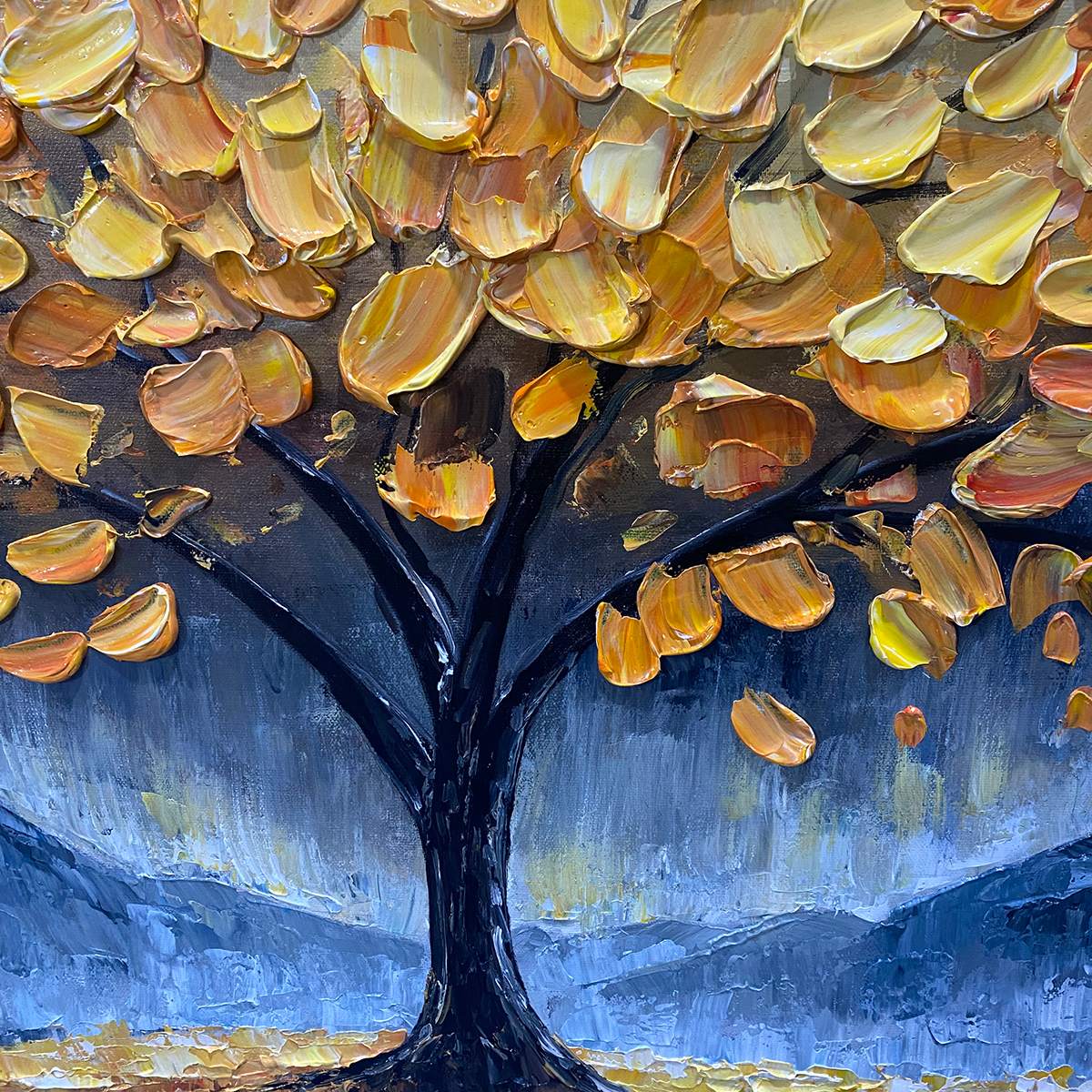 GOLDEN SANCTUARY: Textured Landscape Oil Painting