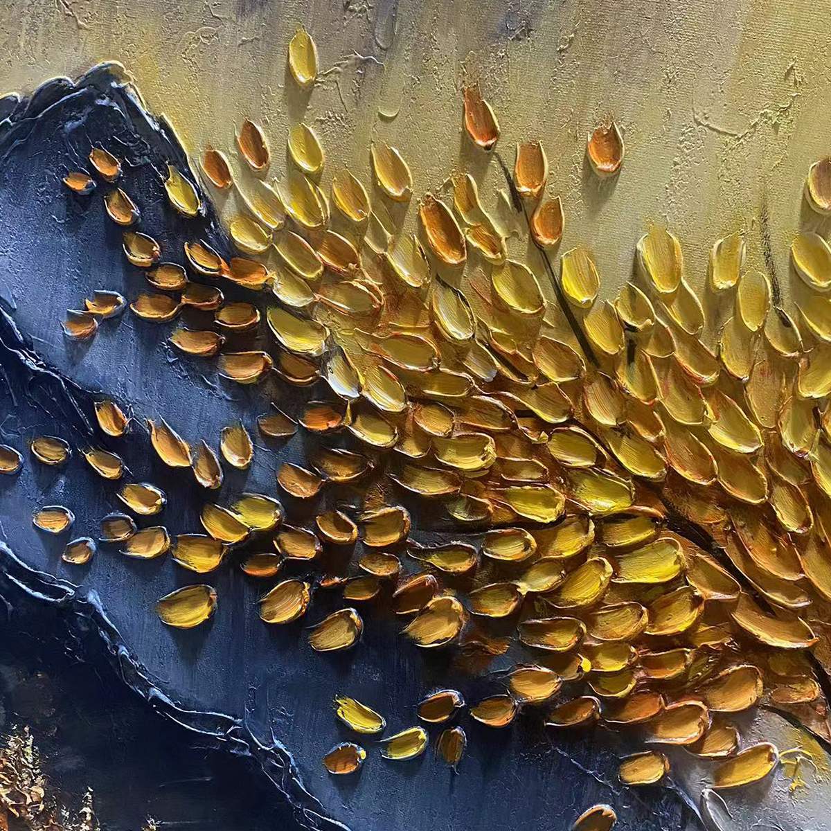 GOLDEN MAJESTY: Textured Landscape Oil Painting