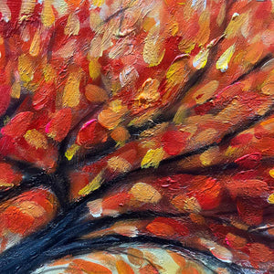 Autumn Fire: Original Textured Landscape Oil Painting - Fall Tree Wall Art